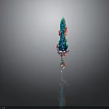Fantasy Decorative Sword With Teal Pink Flame Like Patterns And Intricate Hilt