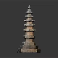 Traditional Stone Pagoda With Multi Tiered Structure And Hexagonal Base Design 3d model