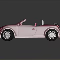 Shiny Fuchsia Convertible Car with Pink Interior and Black Sporty Wheels