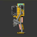 Mechanical Game Movie Character With Yellow Green Armor And Robot Arms Design