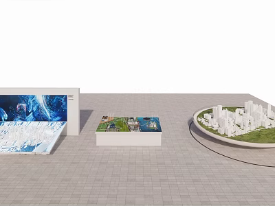 Sand Table Display With City Model Green Area And Digital Screen 3d model