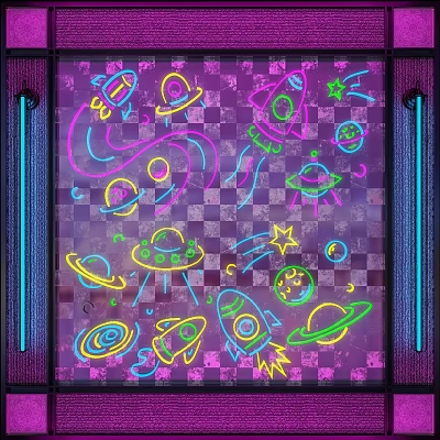 Modern Neon Spaceship 3d model