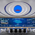 Modern Monitoring Room With Professional Control Consoles And Display Screens