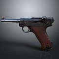 Vintage Military Pistol with Wooden Grip and Metal Body on Dark Background