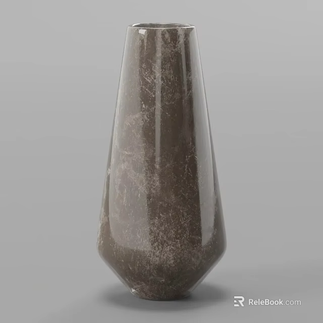 Elegant Tall Textured Gray Ceramic Vase For Interior Decoration 3d model 
