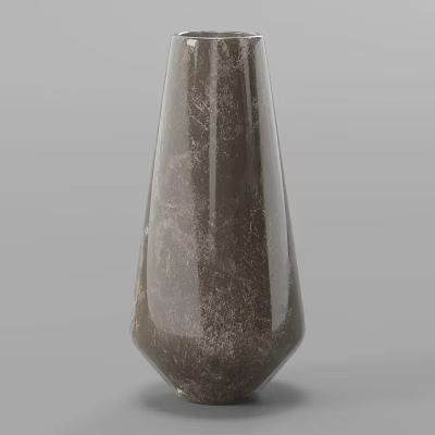 Elegant Tall Textured Gray Ceramic Vase For Interior Decoration 3d model