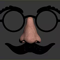 Funny Household Face Decoration With Black Glasses Pink Nose And Black Mustache