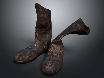 Old Worn Leather Boots As Essential Household Footwear For Daily Use 3d model