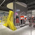 Modern Clothing Store Interior With Fashion Apparel Display And Yellow Decor Elements