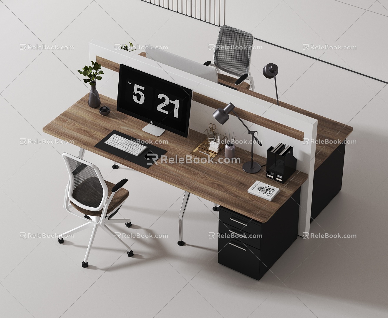 modern office desk and chair 3d model