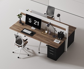 modern office desk and chair 3d model