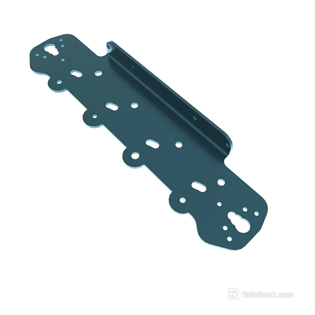 Dark Colored Metal Bracket With Multiple Mounting Holes For Industrial Use 3d model