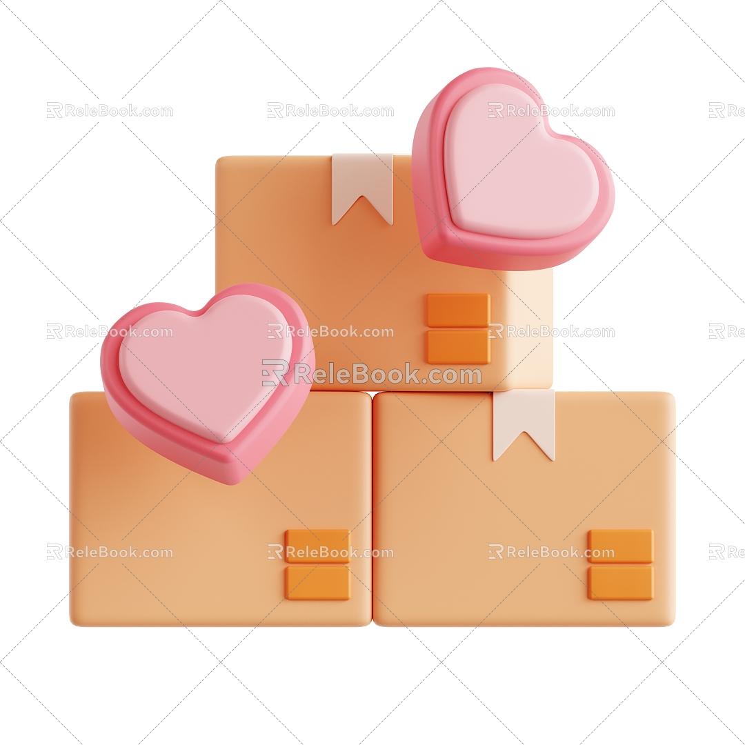 Love gift box carton box cartoon love cartoon box 3d model