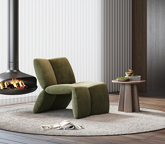 Leisure chair side table fireplace dream curtain 3d model