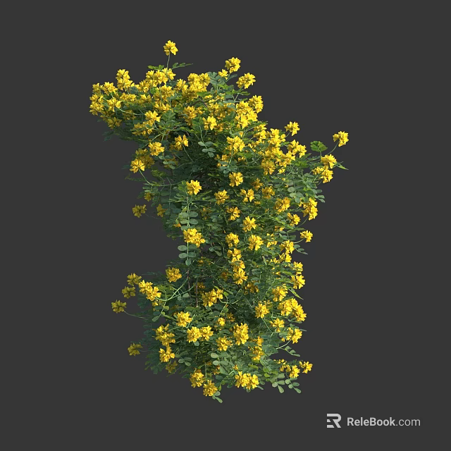 Lush Green Plant With Abundant Yellow Flowers And Vibrant Fresh Leaves 3d model 