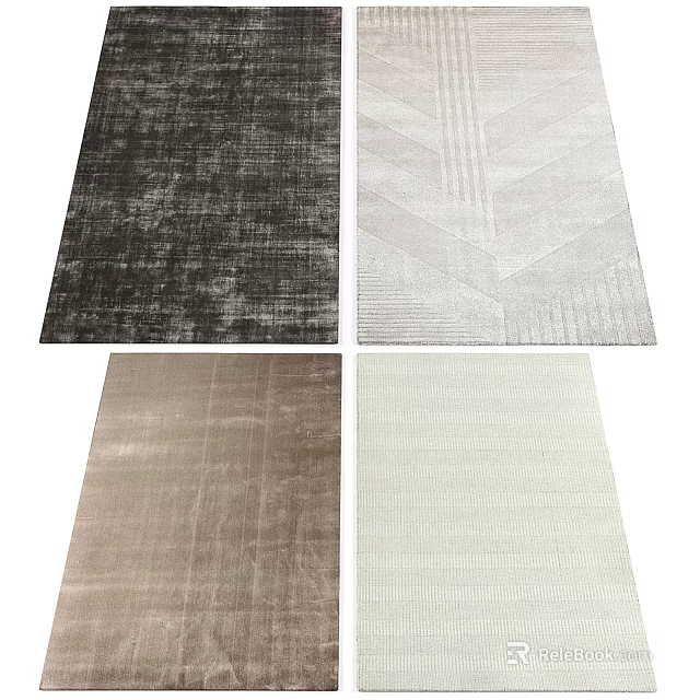 Square Rugs with Various Textured Patterns in Modern Neutral Color Tones 3d model