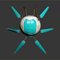 Game and Movie Character Spherical Sci Fi Robot With Blue White Antenna And Spider Legs