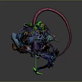 Game Fantasy Rat Monster Character With Purple Blue Skin Glowing Green Elements Sharp Teeth Long Tail