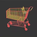 Sturdy Metal Shopping Cart With Blue Handle And Rolling Wheels For Retail Use