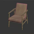 Vintage Style Leisure Chair With Wooden Arms And Beige Fabric Upholstery