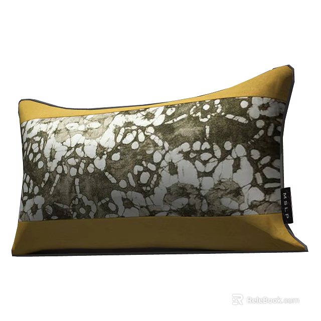 Modern Throw Pillow With Yellow Border And Black White Pattern Design 3d model 