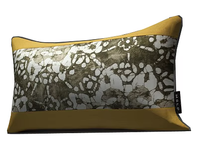 Modern Throw Pillow With Yellow Border And Black White Pattern Design 3d model