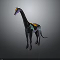 Colorful Fantasy Character Design Featuring Giraffe Like Creature With Vibrant Purple Blue And Orange Hues