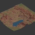 Gorge Gobi and calm lake 3d model