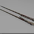 Two Elegant Decorative Wands With Intricate Carved Handles And Metal Accents