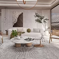 Modern Living Room Interior Design With Sofa Coffee Table And Decorative Painting