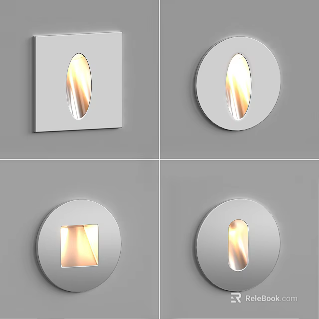 Modern Square and Round Wall Sconces with Warm Yellow Light for Indoor Gray Wall Decor 3d model 