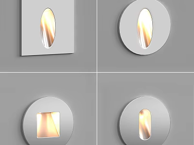 Modern Square and Round Wall Sconces with Warm Yellow Light for Indoor Gray Wall Decor 3d model