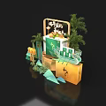 Traditional Dragon Boat Festival Zongzi Display Stack With Green Packaging Mountain Designs And Dragon Boat