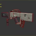 Futuristic Sci Fi Weapon With Green Scope Radioactive Symbol And Red Component 3d model