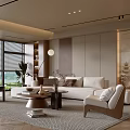 Elegant Modern Living Room Interior Design With Floor to Ceiling Windows Sofa And Gray Tones