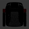 Black Leather Office Chair with Diamond Pattern Design Wooden Armrests and Wooden Base with Wheels