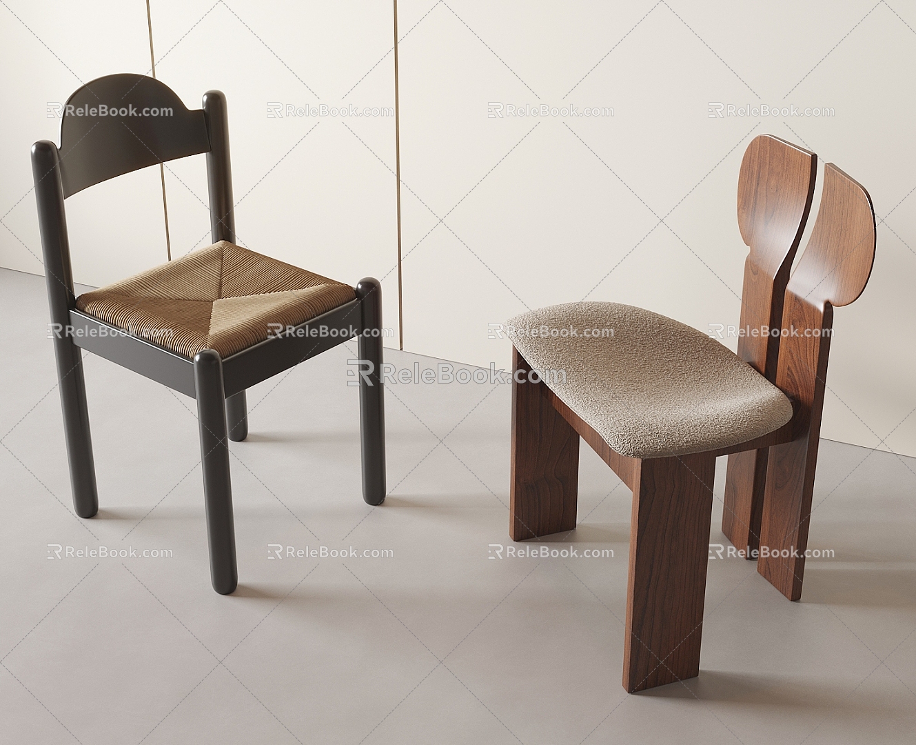 Middle Style Dining Chair Single Chair Leisure Chair 3d model