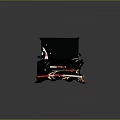 Red Weapons With Koi Fish And Golden Wave Pattern On Black Box Cloth
