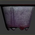 Plant Pot With Purple Textured Surface Brown Rim And Footed Base For Indoor Plants