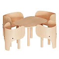 Wooden Kids Table With Cute Animal Shaped Chairs For Children Playroom