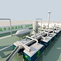 Industrial Equipment Production Line In Workshop With Conveyor Belt And Columns