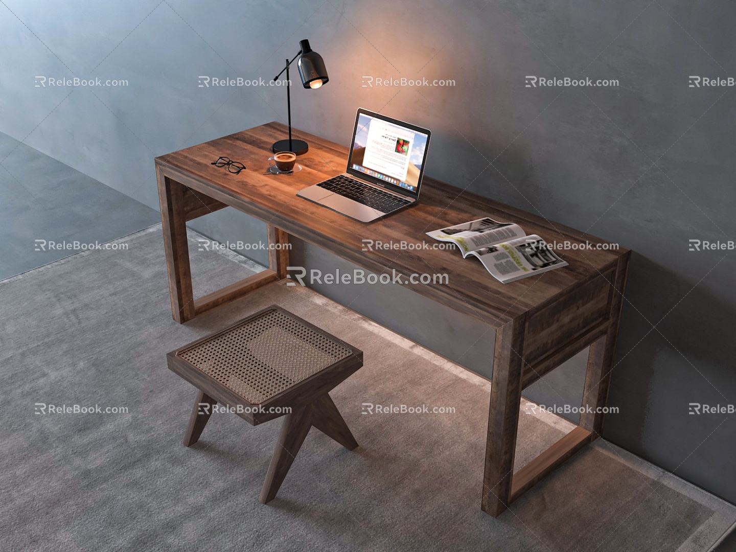 Qui Writing Table Stool Laptop 3d model