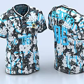UEFA Soccer Jersey Black White Blue Graffiti Splatter Design Front Back View
