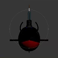 Black and Red Submarine Watercraft with Conning Tower and 3D Model Design