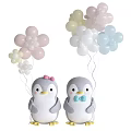 Colorful Kids Play Equipment With Slide Ball Pit Penguin Dolls Flower Balloons And Castle Structure