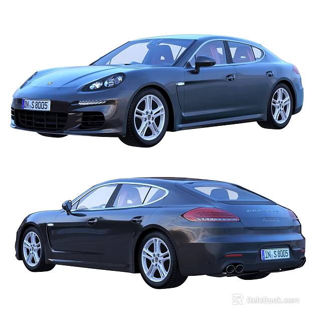 Porsche Panamera Luxury Sports Sedan With Sleek Design Dark Color And Alloy Wheels 3d model 
