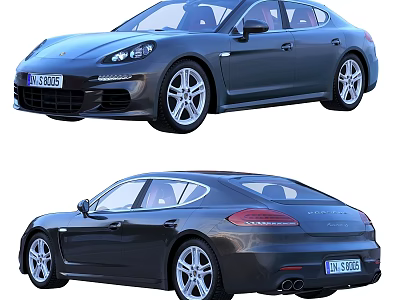 Porsche Panamera Luxury Sports Sedan With Sleek Design Dark Color And Alloy Wheels 3d model