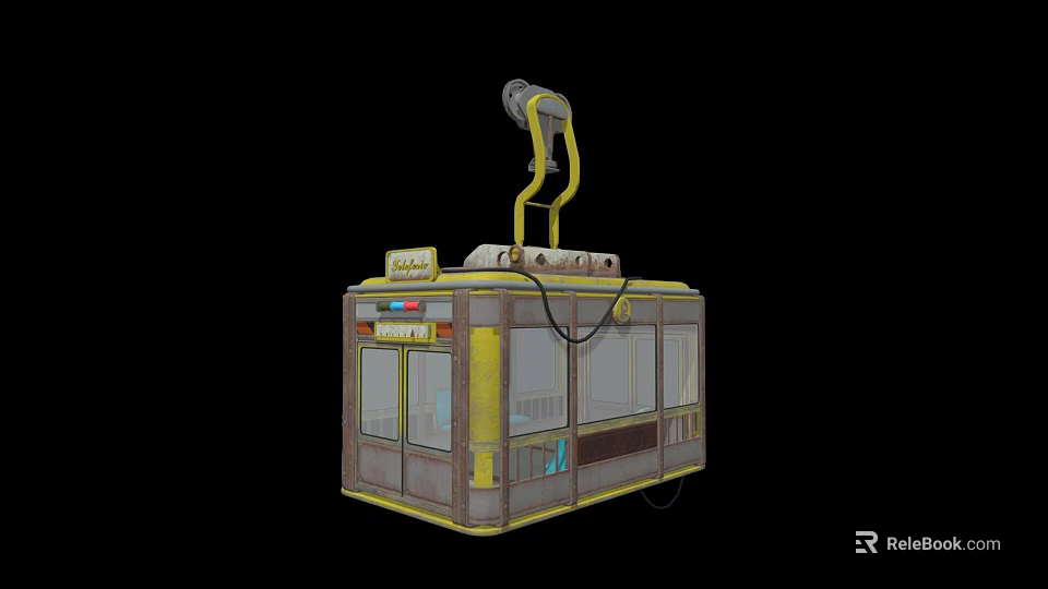 Mechanical Cable Car Cabin With Crane Arm Windows And Control Panel 3d model 