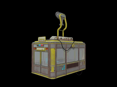 Mechanical Cable Car Cabin With Crane Arm Windows And Control Panel 3d model