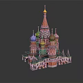Historic Colorful Onion Dome Architecture With Golden Spire Red Walls And Green Roofs